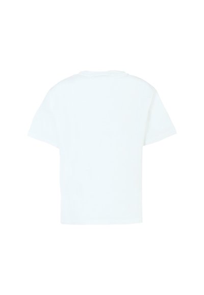 Biała bawełniana koszulka z krótkim rękawem, w fasonie typu crew neck i prostym kroju. Gładka faktura bez widocznych wzorów czy akcentów.