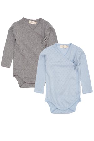 EXCLUSIVE POINTELLE HEART GIFTING BOX 2PACK UNISEX - Salopetă - dusty blue/ grey melange