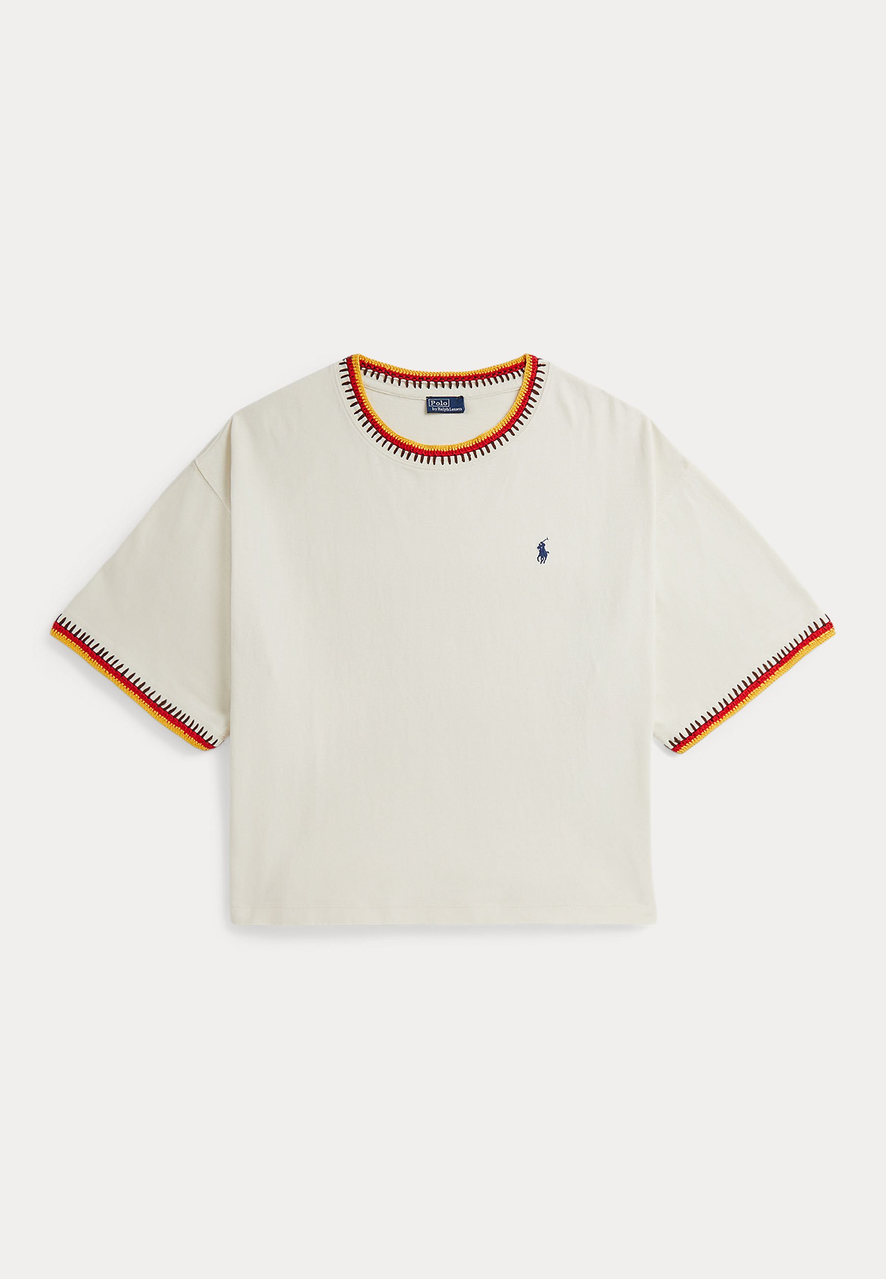 Polo Ralph Lauren CROCHET-TRIM COTTON JERSEY TEE - T-shirt print