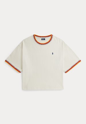 Polo Ralph Lauren, CROCHET-TRIM COTTON JERSEY TEE - T-shirt con stampa - parchment cream
