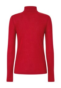 Top de cuello alto de manga larga con canalé rojo, de diseño ajustado y con una tela texturizada.