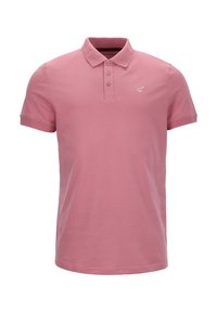 Roze katoenen polo met een kraag, een placket met twee knopen en korte mouwen. Beschikt over een subtiel logo op de linkerkant van de borst.