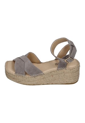 Espadrij l´originale ESPADRIJ L'ORIGINALE DAMEN SANDALETTE CROIX VELOUR HIGH STONE - Espadrilles - stone