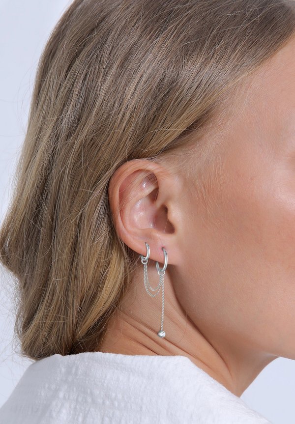 DOUBLE HOOP - Ohrringe - silberfarben