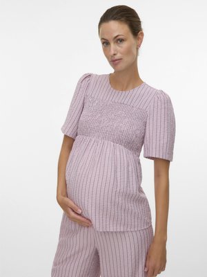 MAMALICIOUS MLIDA 2/4 SMOCK WO TOP - Blūze - cashmere rose checks:black check