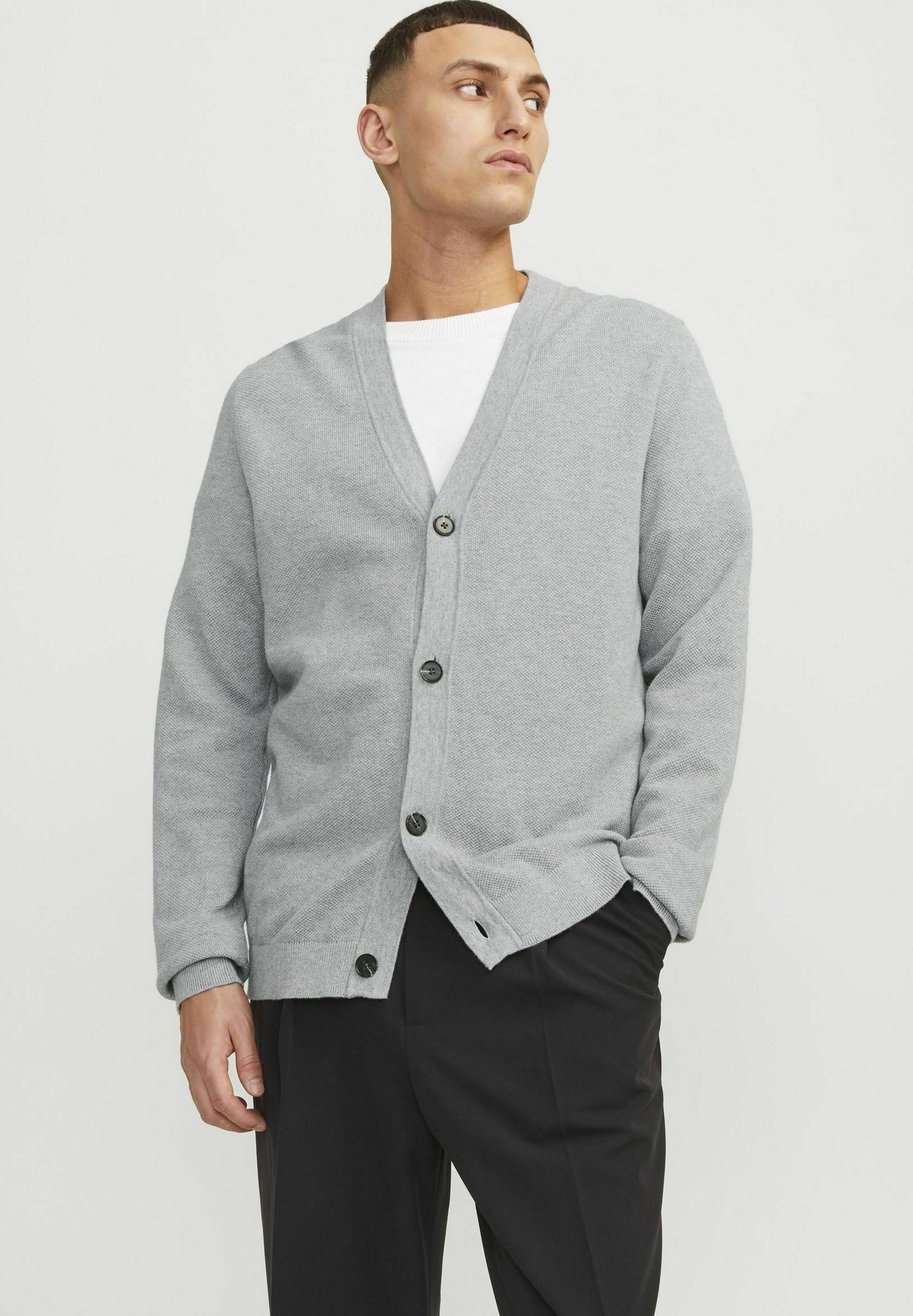 Only Gebreid jack met V-hals, model 'RICA' in oceaanblauw online kopen | P&C