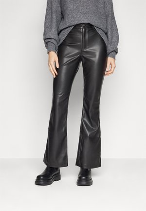 ULTRA HIGH-RISE FLARE PANTS - Ādas bikses - BLACK