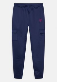 Marinblå sweatpants i bomullsblandning, med justerbart snörningsliv, sidofickor i cargo-stil och broderad logotypdetalj.