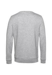 Szary bawełniany sweatshirt z okrągłym dekoltem, długimi rękawami i ściągaczami. Gładka tekstura z minimalnymi detalami projektowymi.