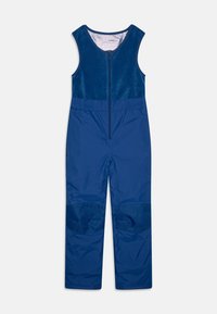 Salopette blu con chiusura a zip, realizzata in tessuto morbido. Design senza maniche e vita elastica. Toppe rinforzate sulle gambe inferiori.