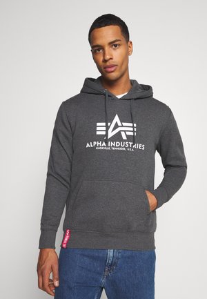 HOODY - Hoodie - charcoal heather/white