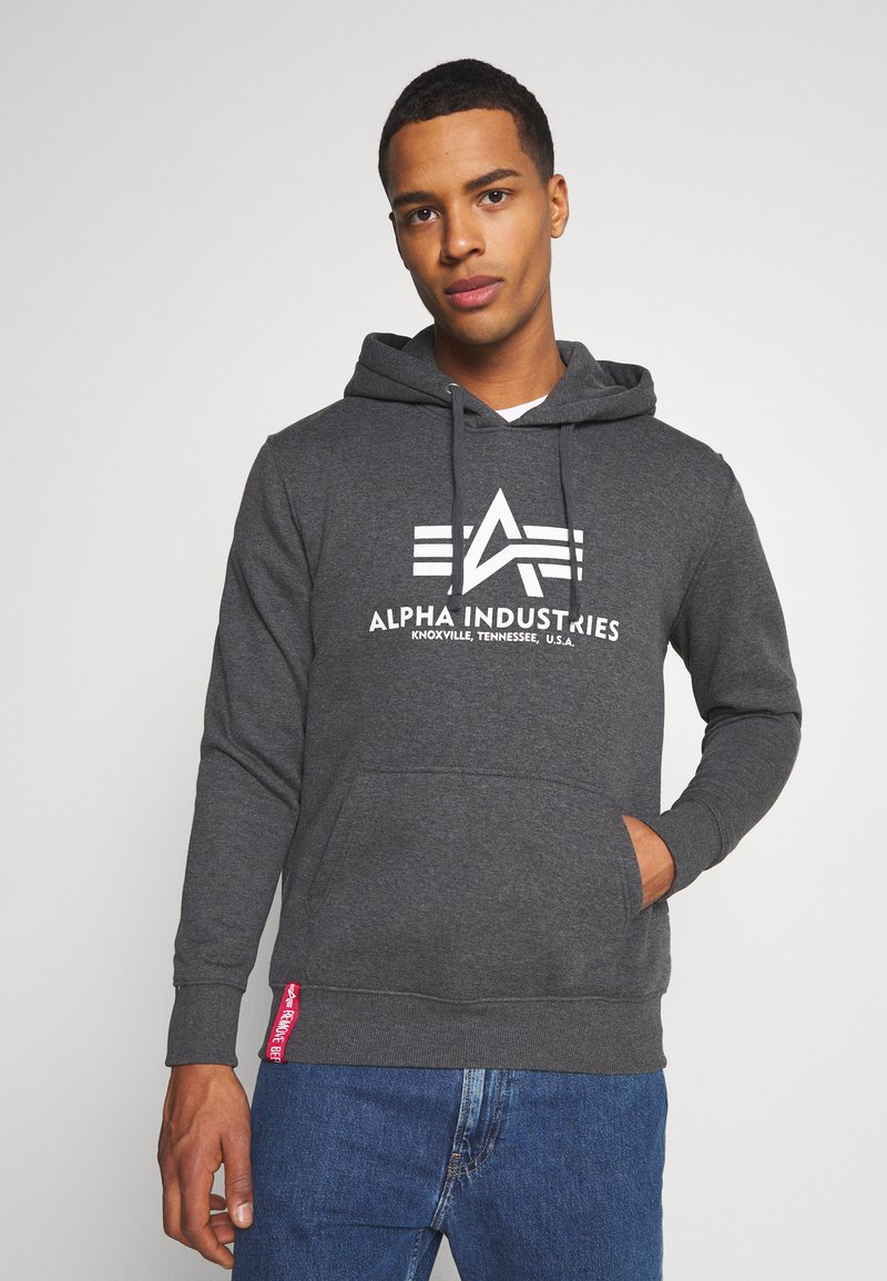 Alpha Industries HOODY - Felpa con cappuccio - charcoal heather/white