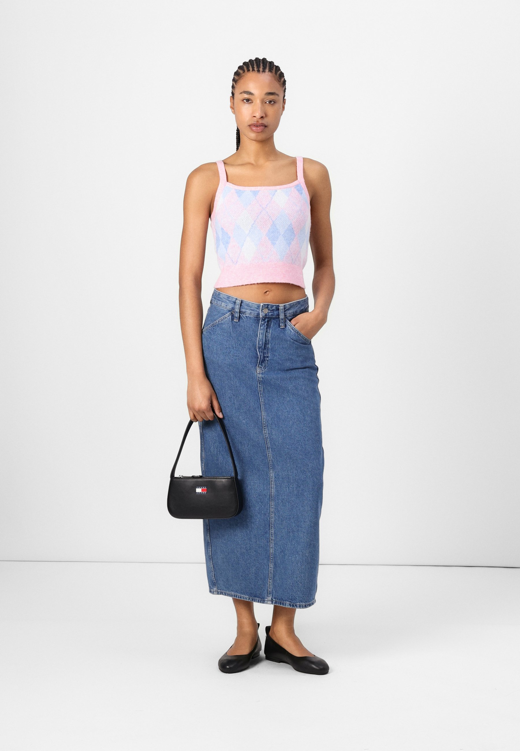 売れ筋商品|||トミーヒルフィガー Tシャツ レディース トップス CROP ARGYLE CAMI - Top - carnival pink Crop Argyle Cami Top | Knitwear | Tommy Jeans
