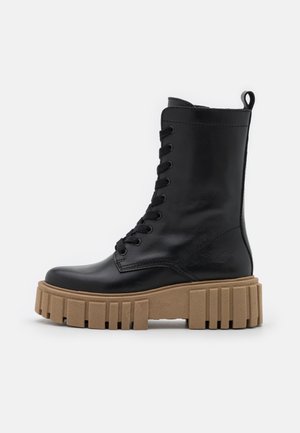 CHRISTEL - Platform ankle boots - black/sand