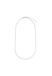 Silberne Kettenhalskette mit einem zarten, runden Glieddesign, ausgestattet mit einem Karabinerverschluss und einer verstellbaren Kette zur Anpassung der Länge.