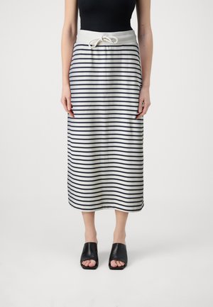 JAPAN LOGO MIDI SKIRT - Fustă în formă de A - navy/white