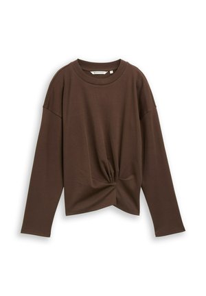 TOM TAILOR DENIM, LOOSE FIT LANGARMSHIRT MIT KNOTENDETAIL - Langarmshirt - cool dark brown