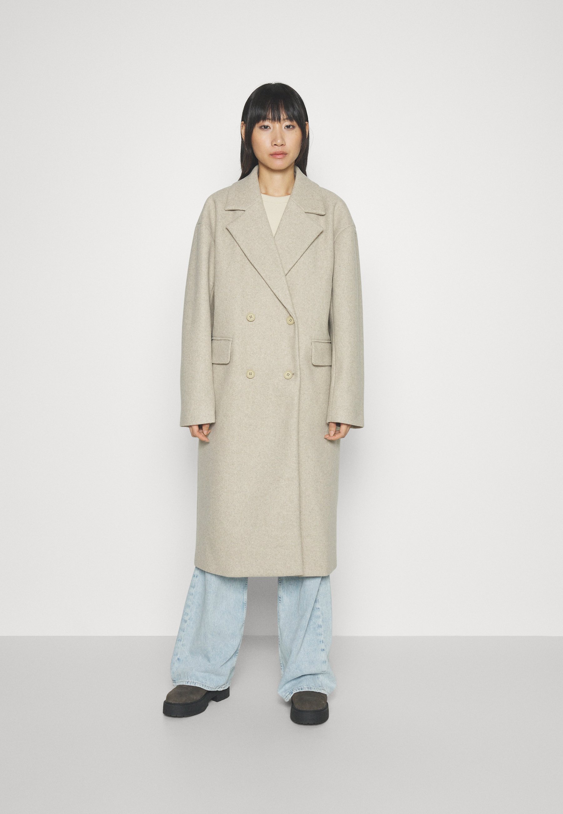 Noisy May NMODETTE LONG JACKET - Classic coat - safari melange 