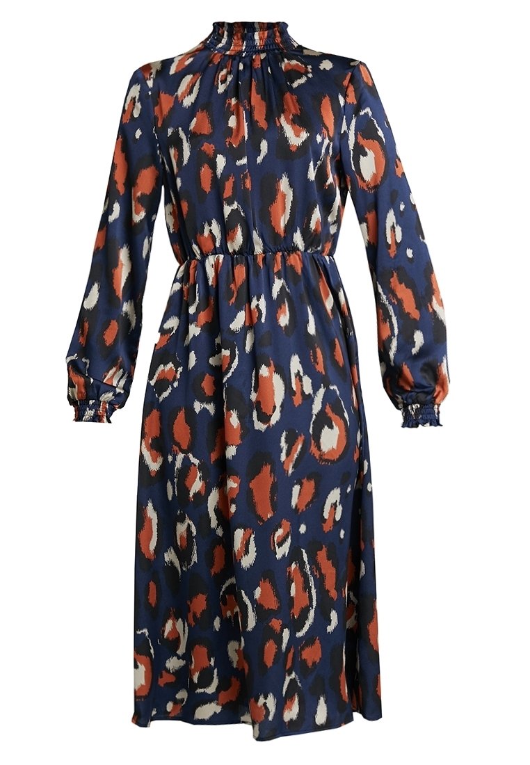 blue and orange leopard print dress Palm Orange Reversible Dress – 2-in-1 Midi Dress for Women
