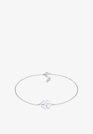 Sølv charm armbånd med en firkløverdesign i midten. Delikat kæde med en krabbe-lås og justerbar længde.