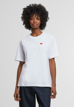 HEART SHAPE EMB TEE - Basic T-shirt - white