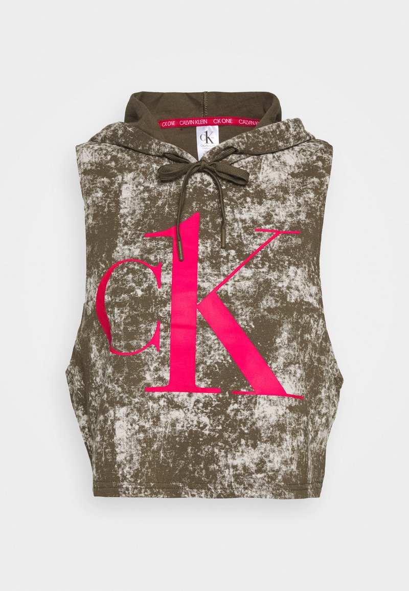 Calvin Klein Underwear ONE LOUNGE CROP SLEEVELESS HOODIE - Nachtwäsche  Shirt - muted pine bleach dye/grün - Zalando.de
