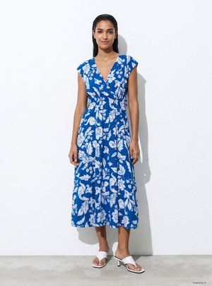 Terranova, ABITO MIDI CON SCOLLO A V E ARRICCIATURA IN VITA - Vestito casual - var bluette