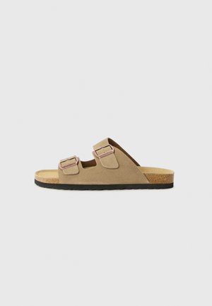 LEATHER UNISEX - Slippers - stone