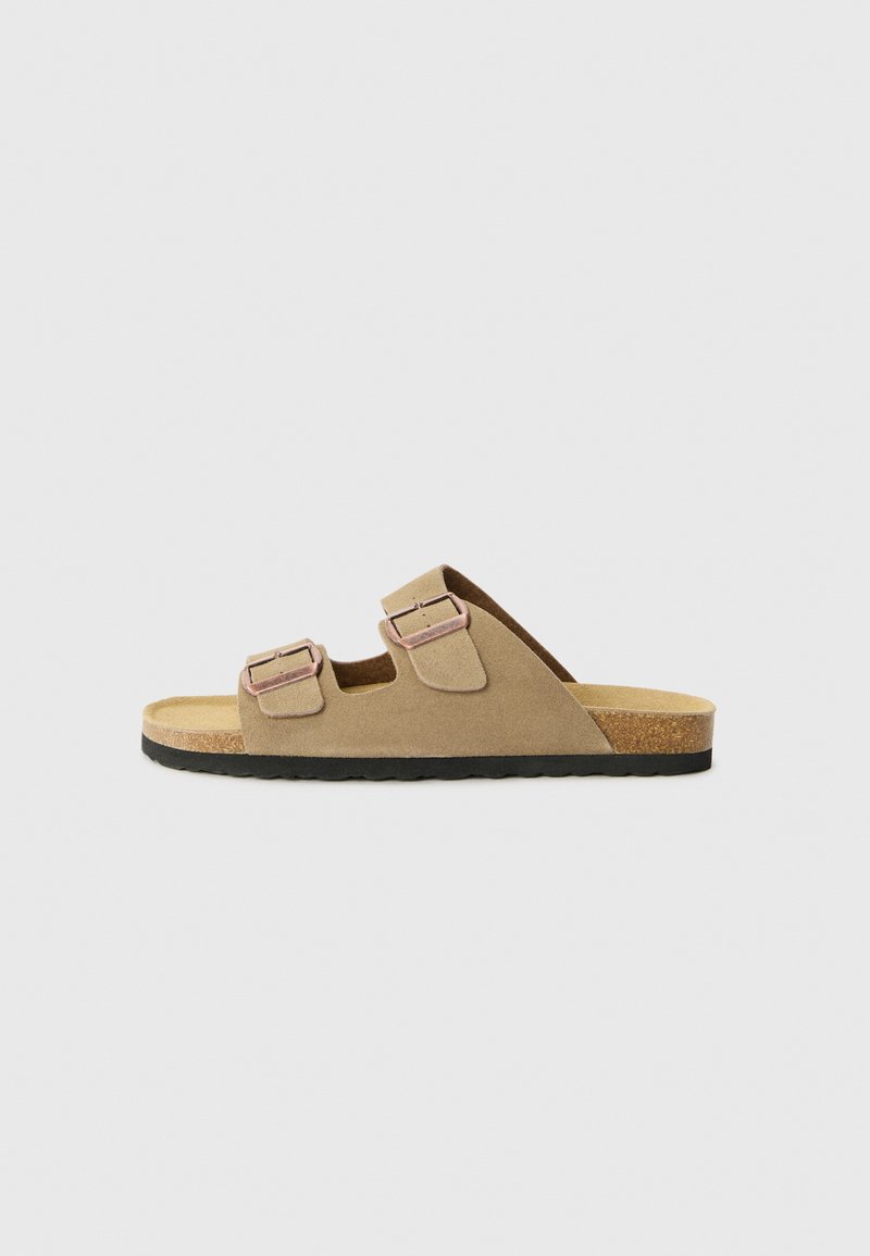 Pier One - LEATHER UNISEX - Papuci de casă - stone, Extindeți