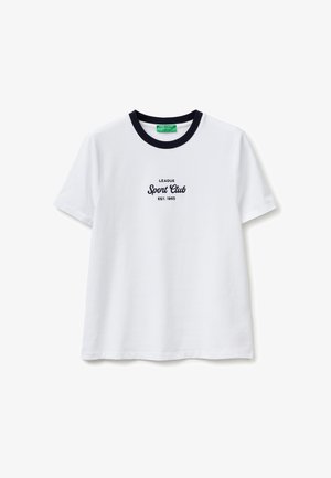 United Colors of Benetton, T-SHIRT WITH EMBROIDERED CREST.. - T-shirt print - white