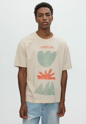 INSIDE, CAMISETA ESTAMPADO ABSTRACTO - Camiseta estampada - beige