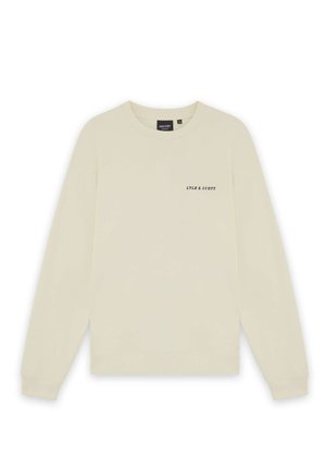 Krämfärgad sweatshirt av mjukt material. Har långa ärmar, ribbade mudd och en liten logotyp på vänster bröst. Enkel, minimalistisk design.