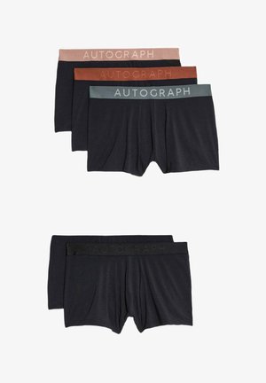 Set di quattro paia di boxer neri da uomo con fascia elastica in vita in vari colori: rosa, ruggine e verde petrolio, con etichetta "AUTOGRAPH".