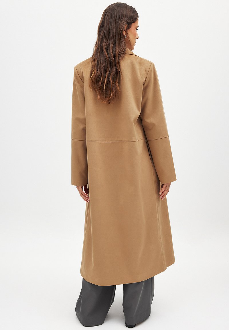 Na Kd Faux Leather Trench Coat Brown Oversized Belted Trenchcoat