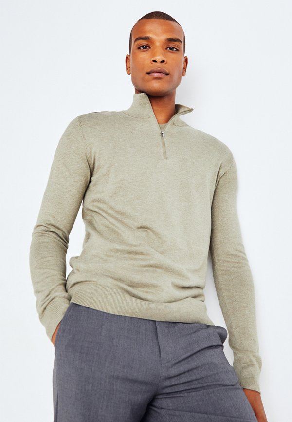 SLHBERG HALF ZIP NOOS - Strickpullover - vetiver melange