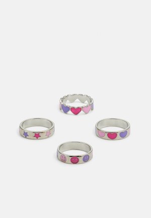 Jack & Jones JACSMILEY HEARTS 4 PACK UNISEX - Ring - silver coloured