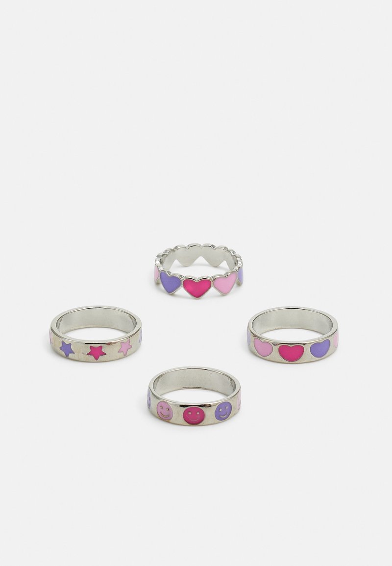 Jack & Jones JACSMILEY HEARTS 4 PACK UNISEX - Ringe - silver coloured