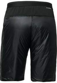 Svarta shorts med en smooth, glänsande yta och ett kontrasterande elastiskt midjeband. Designen har enkel sömnad och inga fickor.