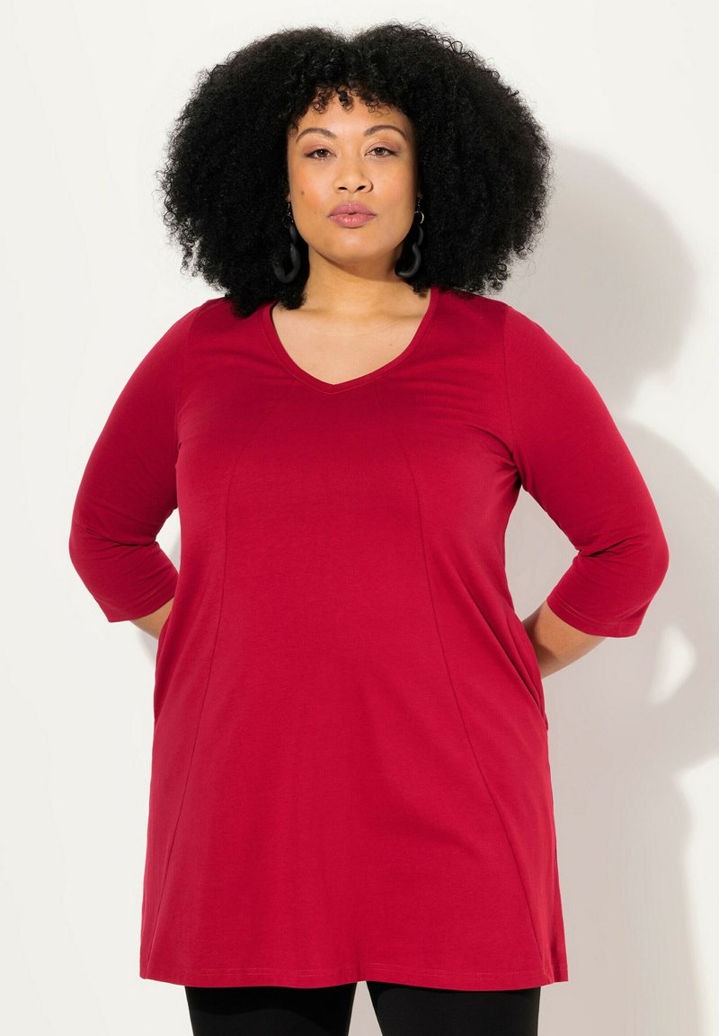 Ulla Popken V-NECK  - Langarmshirt - dark red