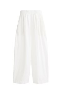 LINEN CROP BALLOON - Hlače - white