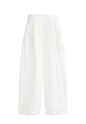 OYSHO LINEN CROP BALLOON - Pantaloni - white
