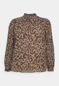 Object Curve OBJMILA HIGH NECK - Bluse - dark earth/black/beige ...