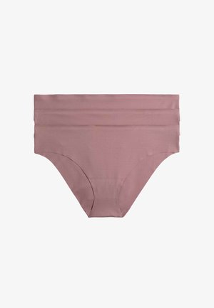 Bezszwowa damska bielizna o wysokim stanie w kolorze mauve, z podwójnym paskiem i gładką teksturą, zaprojektowana z myślą o komforcie i codziennym noszeniu.