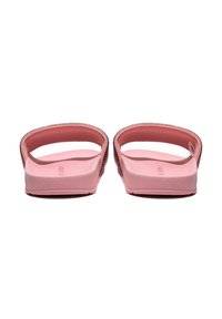 Infradito rosa con cinturini testurizzati, suole piatte e una finitura liscia. I cinturini presentano una leggera curvatura per comfort e stabilità.