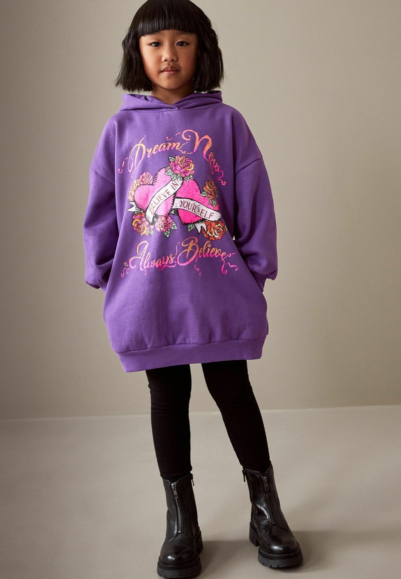Next LONGLINE STANDARD - Mikina s kapucí - purple band printed