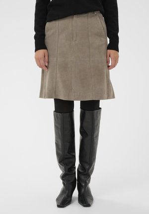 CARNIKA - Bőrszoknya - sandy grey