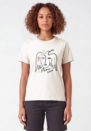 watapparel, PEACE LOVE - T-shirt print - off white