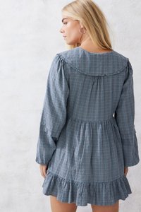 BDG Urban Outfitters CHECK COLLAR DRESS - Dienas kleita - blue