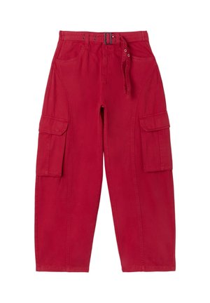 Stradivarius, BARREL CARGO TROUSERS - Pantalon cargo - red