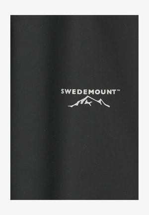Black fabric features a white "SWEDEMOUNT" logo with a mountain silhouette design above it. The texture appears smooth and matte.